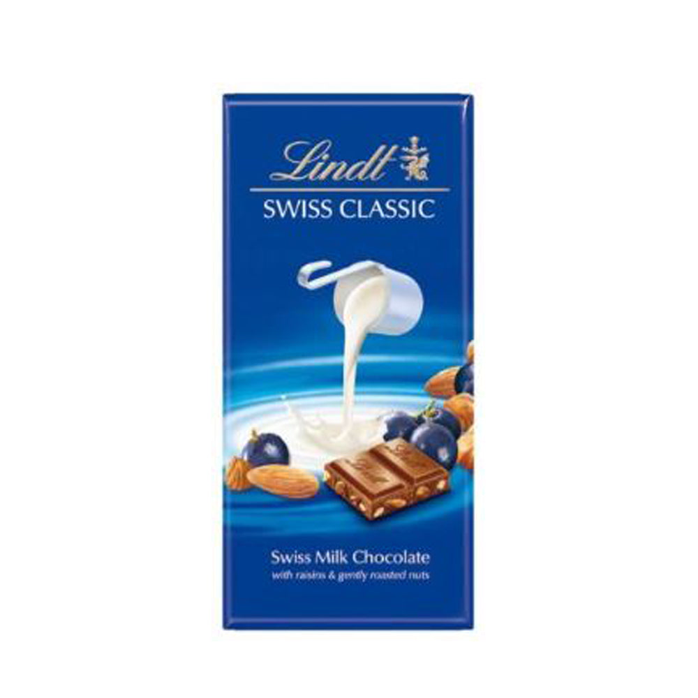 Lindt Swiss Classic Nuts & Raisins Milk Chocolate -100 g