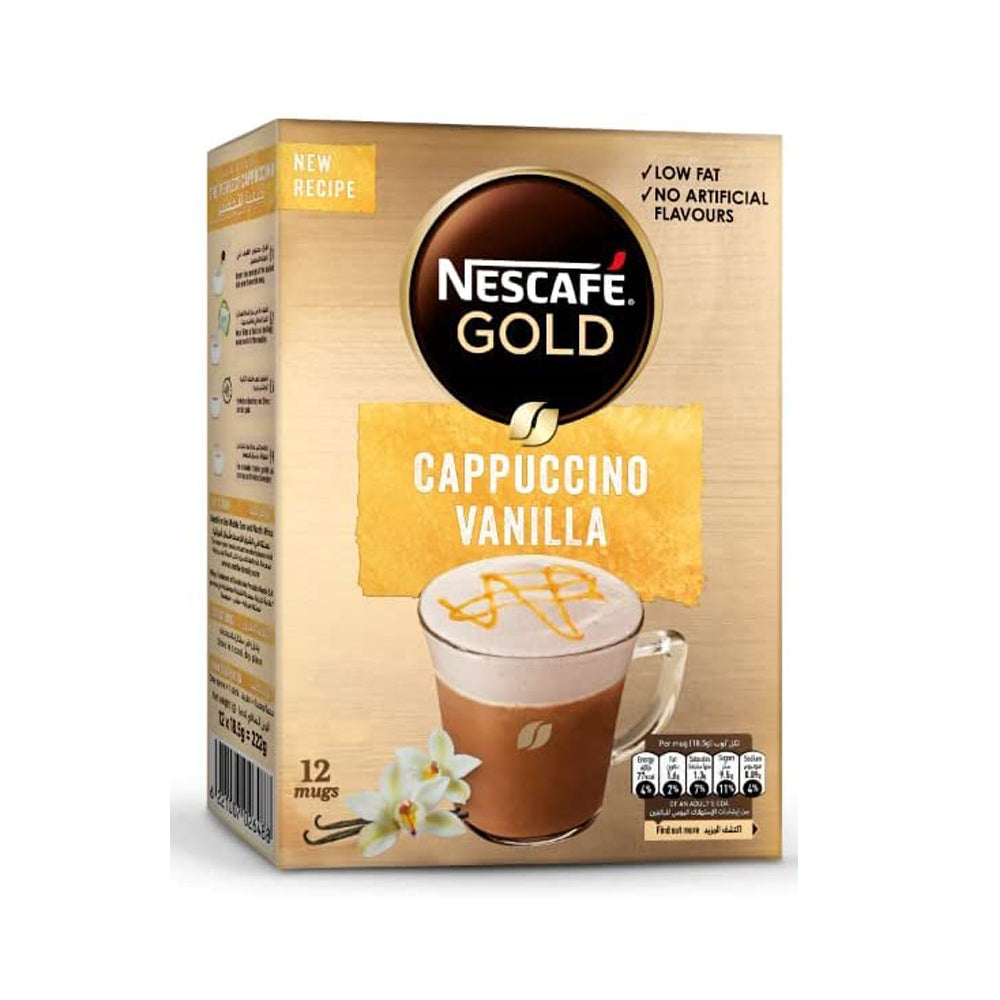 Nescafe Gold - Instant Coffee - Cappuccino Vanilla -12 mugs
