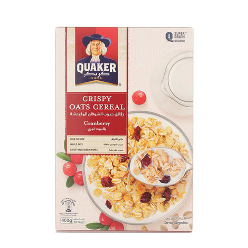 Quaker - Crispy Oats Cereal - Cranberry - 400g