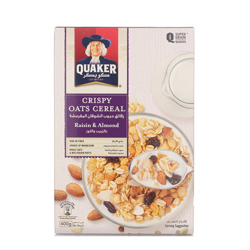 Quaker - Crispy Oats Cereal - Raisin & Almond - 400g