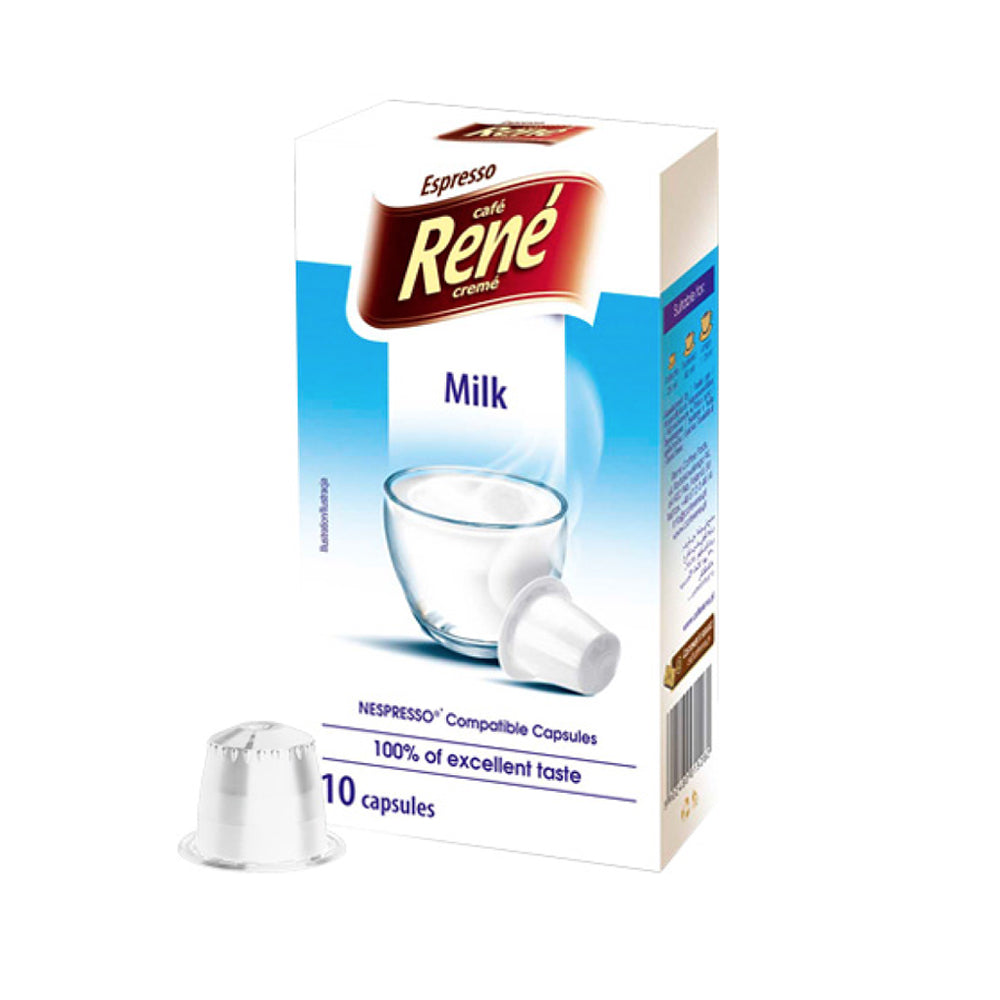 Rene Nespresso Compatible Pods Milk - 10 Capsules