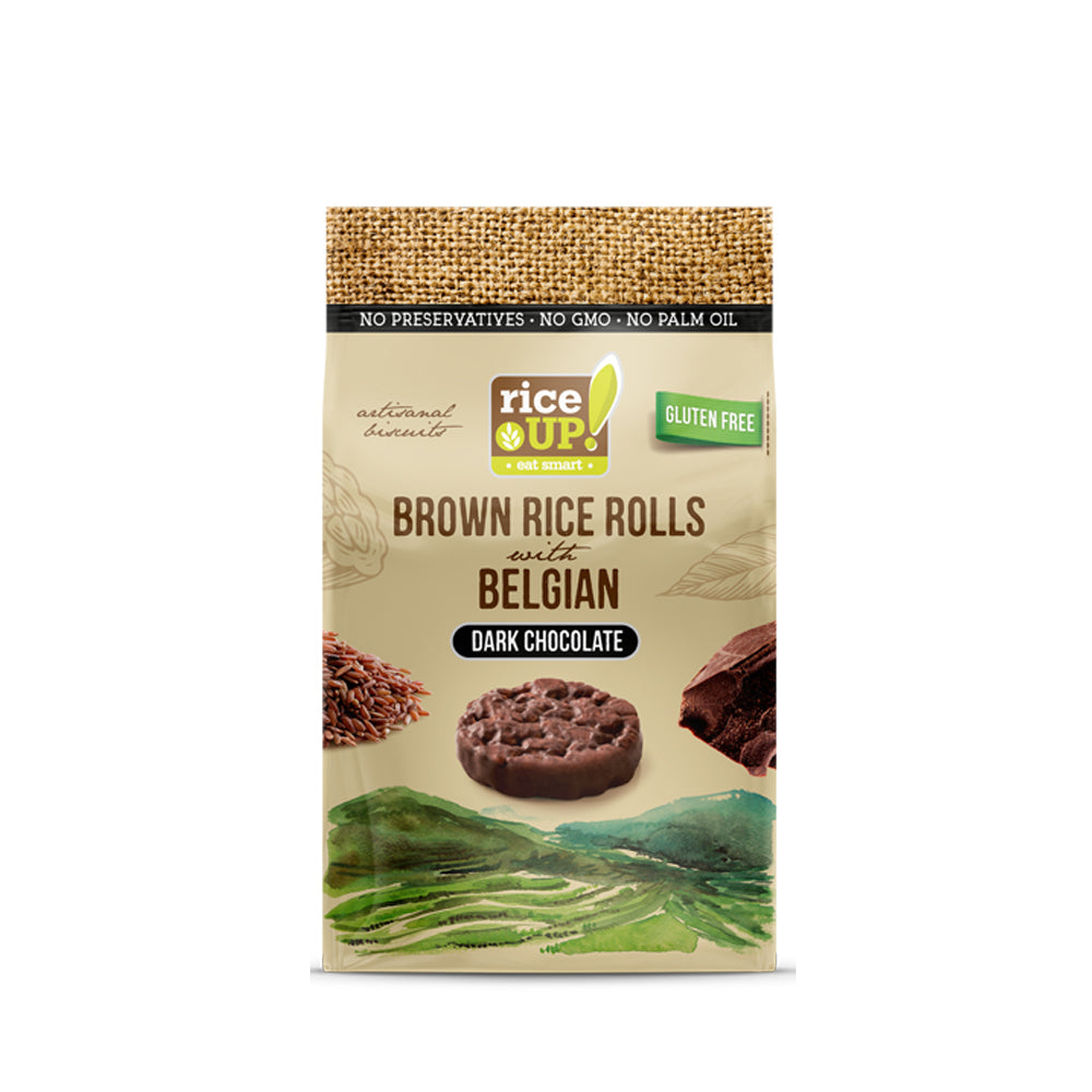 Rice UP - Brown Rice Rolls with Belgian Dark Chocolate - 50g