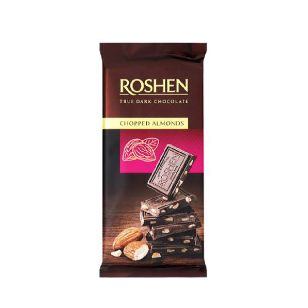 Roshen Dark Chocolate - Chopped Almonds- 85g