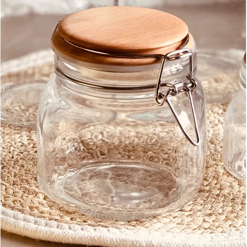 Elegant Sealed Jar with Wooden Lid - 750 grams