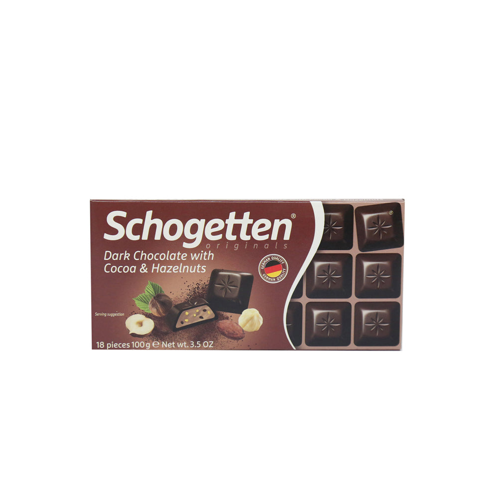 Schogetten - Dark Chocolate with Cocoa & Hazelnuts - 100g