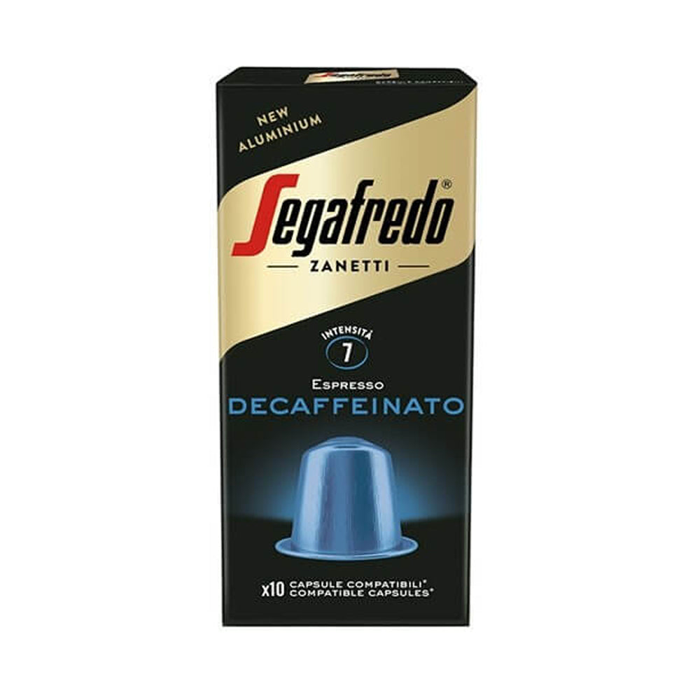 Segafredo - Nespresso Compatible - Aluminium Caps - Espresso Decaffeinated - 10 capsules (BB: 20/04/24)