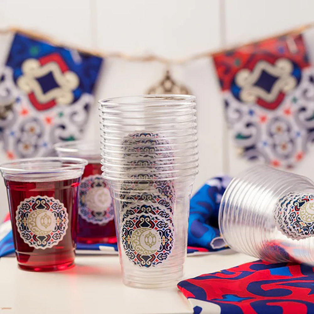 Set of 12 Disposable Plastic Cups - Khayamia Design