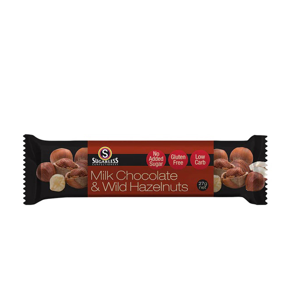 Sugarless Confectionery - Milk Chocolate & Wild Hazelnuts - 27g