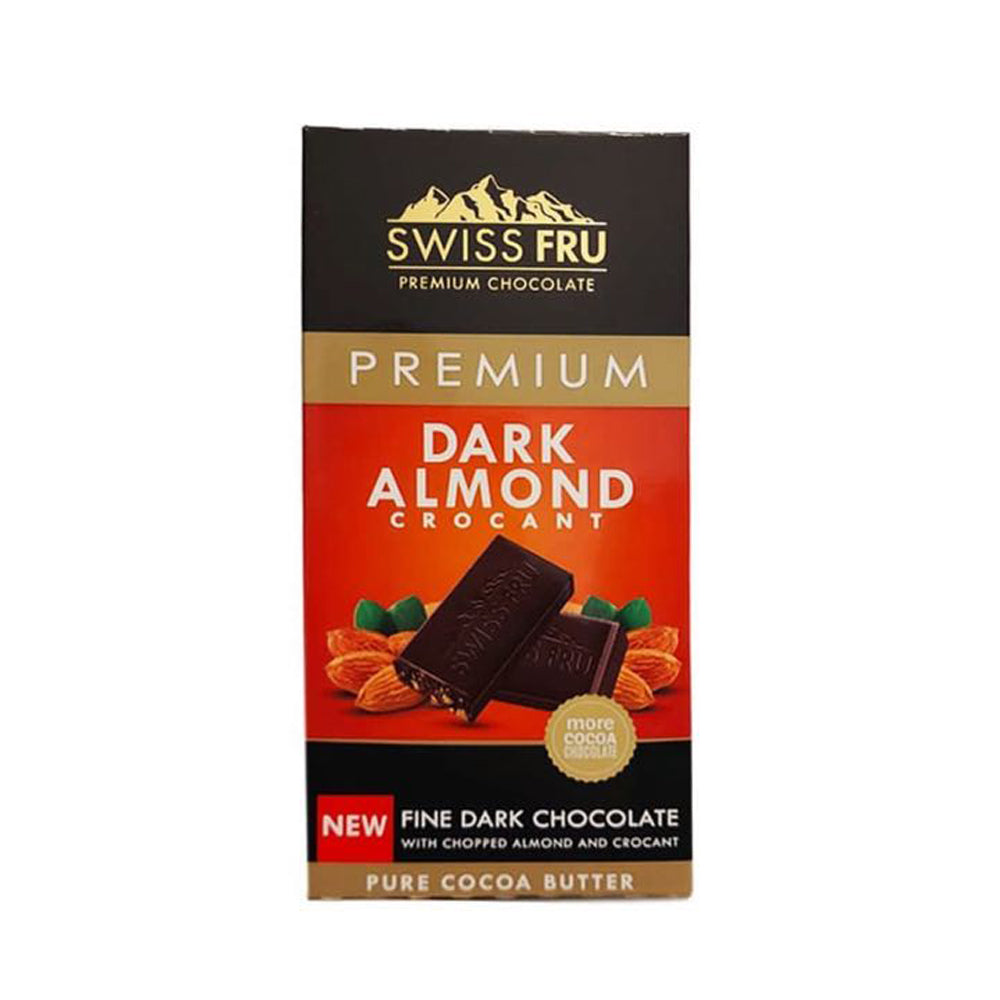 Swiss Fru - Dark Chocolate with Almond & Crocant - 80g