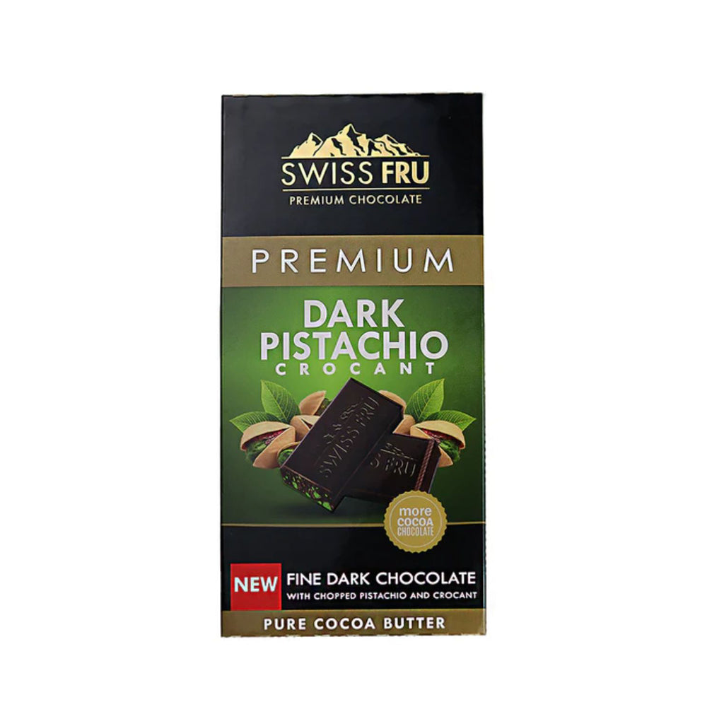 Swiss Fru - Dark Chocolate with Pistachio & Crocant - 80g