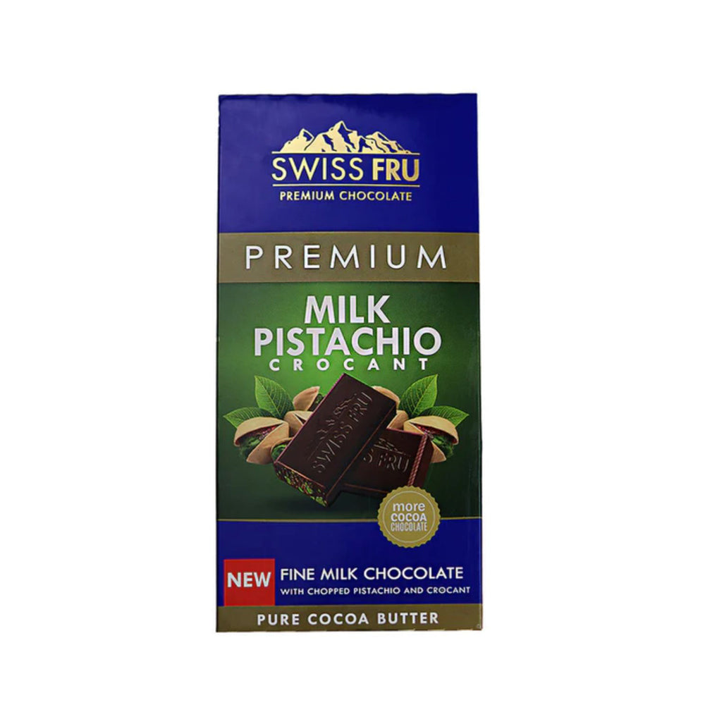 Swiss Fru - Milk Chocolate with Pistachio & Crocant 80g