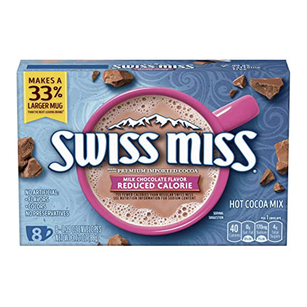 Swiss Miss - Milk Chocolate Flavor - Reduced Calorie - Hot Cocoa Mix - 8 mugs